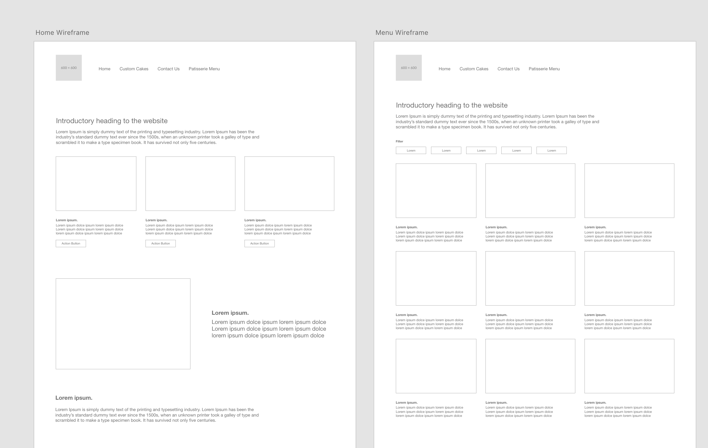 Wireframed website design
