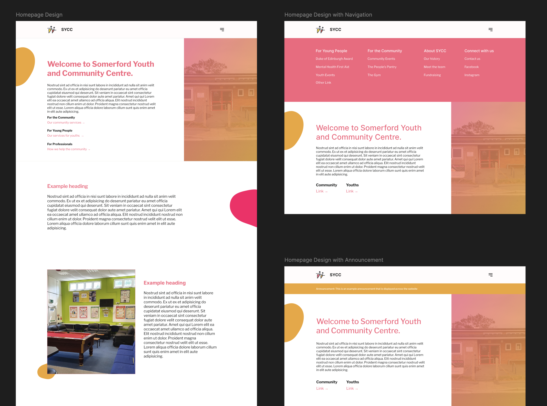 Homepage design